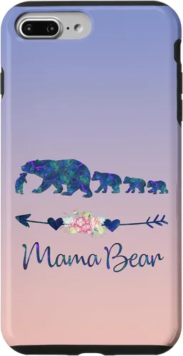Vista 12 de Teal Blue Purple Floral Mama Bear Four Cubs Blue Pink Case for iPhone 17