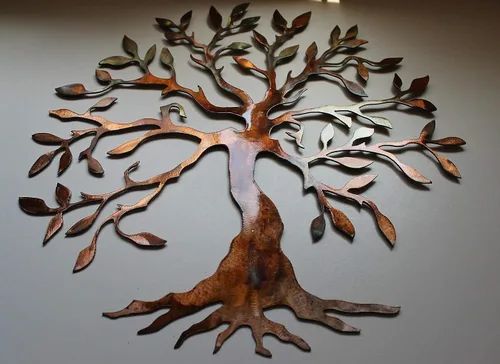 Vista 3 de Decoración de pared de metal con árbol de olivo, diseño del árbol de la vida, para el hogar