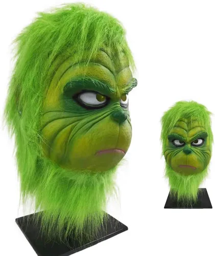 Vista 3 de WPOZD Christmas Cosplay Mask Santa Hat Christmas Costume Latex mask Cosplay Costume Accessories for Adult and Kids