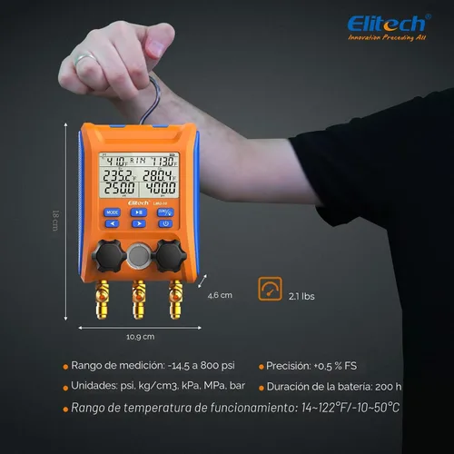 Vista 7 de Elitech LMG-10 Colector HVAC de 2 vías con abrazaderas de temperatura con Abrazaderas de 2 vías
