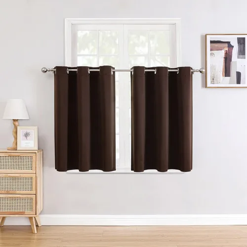 Vista 40 de ChrisDowa - Cortinas cortas para ventana de 40 pulgadas para dormitorio - Cortinas cortas con ojales y aislamiento térmico para oscurecer