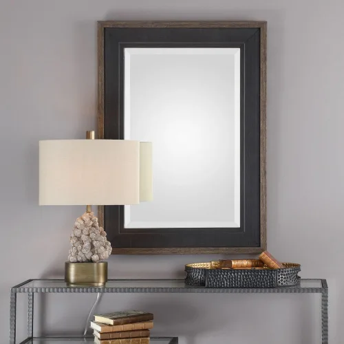 Vista 5 de Uttermost Staveley - Espejo de pared rústico negro de 30 x 42 pulgadas