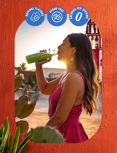 Vista 3 de Klass Aguas Frescas Potenciador líquido de agua sin azúcar, sabor natural, pepino y lima Paquete de 4 unidades de 1.62 onzas