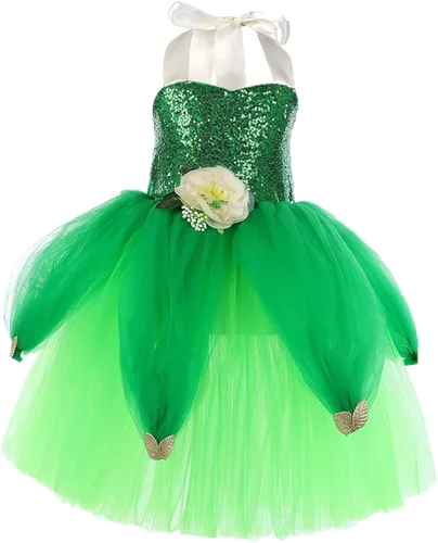 Vista 3 de Disfraz de hada para niñas, vestido de tutú de hada, alas de mariposa, disfraz de cosplay, 4 piezas para Halloween, Navidad