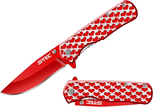 Vista 2 de Navaja de bolsillo plegable con diseño de corazones de San Valentín de 8.0 pulgadas.