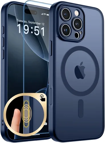 Vista 360 de zapica Funda magnética para iPhone Air, con protector de pantalla de vidrio templado, compatible con MagSafe, translúcida mate, a prueba de golpes