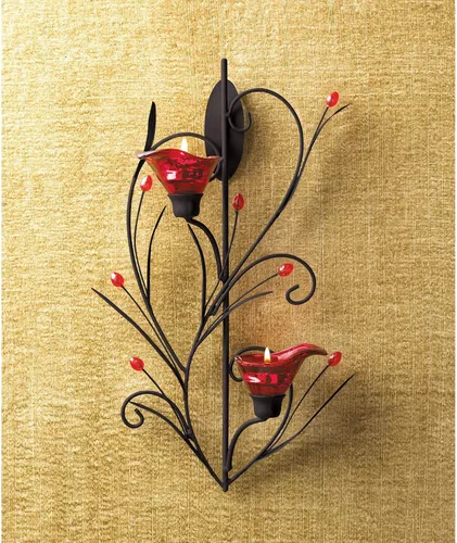 Vista 6 de Gifts & Decor, soporte de pared para colgar vela, Ruby Blossom Tealight