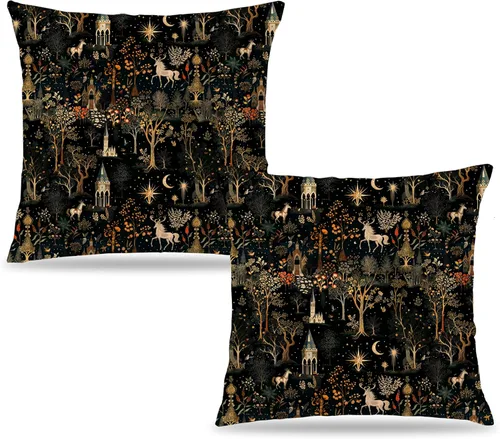 Vista 18 de Fundas de Almohada Gótica de Polilla y Mariposa 18x18, Fundas de Almohada Celestial de Luna de Academia Oscura para Sofá, Decoración Gótica