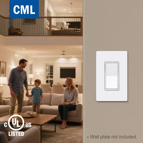 Vista 6 de CML interruptor de luz de pared basculante, de 3 vías, decorativo, acabado brillante, unipolar o de 3 vías, 15 A 120/277 V, garantía de 3 años