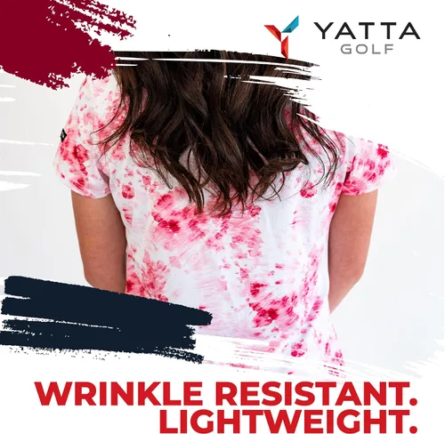 Vista 6 de YATTA GOLF Polo de golf para mujer, resistente a las arrugas, absorbe la humedad y cuello en V para mujer