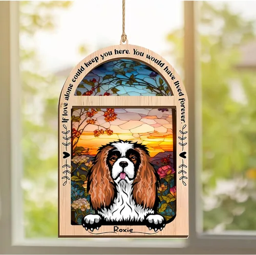 Vista 301 de LOVELYPOD Adorno de Navidad personalizado de sabueso afgano, atrapasoles con nombre, regalos de pérdida de mascotas, regalos para amantes