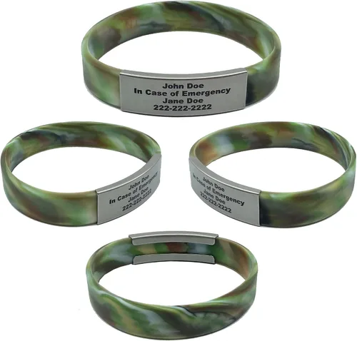 Vista 16 de Medical ID Bracelet Custom Engraved – Emergency Medical Alert Bracelet for Men & Women – Personalized Medical ID Bracelet Waterproof Silicone & Negro
