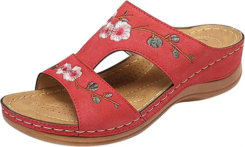 Vista 52 de Ladmiple Sandalias ortopédicas florales de moda 2023 con soporte de arco, zapatillas romanas casuales con puntera abierta