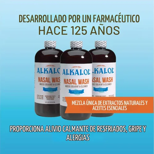 Vista 4 de Solución para lavado nasal de Alkalol, 3 unidades (16 onzas líquidas)