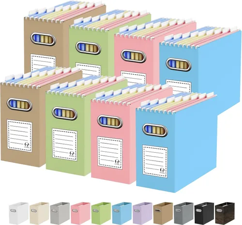 Vista 14 de Oterri Caja Organizadora de Archivos de Cartón para Carpetas Colgantes Tamaño Carta, Caja de Archivos para Escritorio de Computadora, Archivador