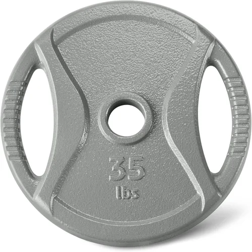Vista 6 de Amazon Basics 2-Inch Olympic Grip Weight Plates, Cast Iron, for Powerlifting, CrossFit & Strength Training