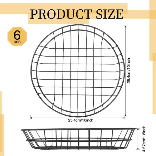 Vista 2 de Tioncy 6 cestas de alambre de metal ovaladas cromadas de 9.5 x 6.2 x 2.2 pulgadas para servir pan, contenedor decorativo para sándwiches, cesta