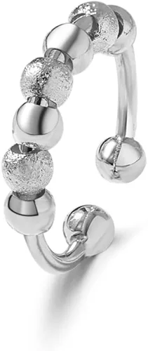 Vista 5 de JILIYUPA Anillos giratorios chapados en oro de 14 quilates para mujeres y hombres, cuentas de oro, anillos antiansiedad, banda giratoria, unisex