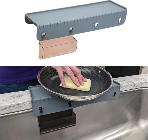 Vista 12 de SiliSink - Protector de borde de silicona para fregadero de cocina, se adapta a 3.75 a 4 pulgadas de ancho, el protector de bordes de silicona