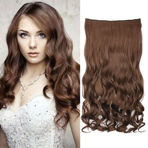 Vista 42 de REECHO Extensiones de cabello rubio, extensiones de una pieza con clip de 20" para mujer, extensiones de cabello sintético suave y natural con ondas