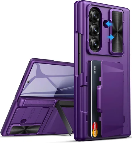 Vista 19 de Funda para Samsung Galaxy Z Fold 7 con Portarjetas, Integrado y Protector de Pantalla y Protección de Bisagra y Cubierta Deslizante para Cámara Negro