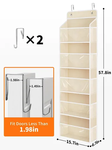 Vista 2 de JARLINK Organizador de almacenamiento de juguetes de animales de peluche, organizador sobre la puerta con ventanas transparentes, capacidad de carga