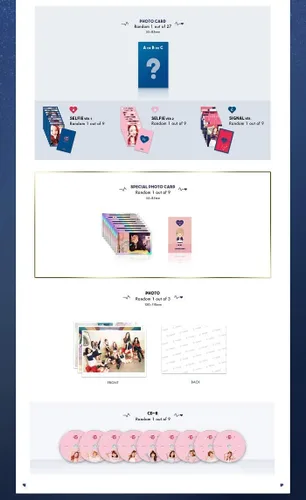 Vista 3 de Twice - Signal [Random ver.] (4º Mini álbum) CD+88p Photobook+1Photocard+1Photocard+1 Photocard especial+1 Foto+Juego de tarjetas de fotos extra