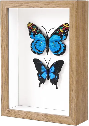 Vista 7 de KAPIX Pequeño marco de sombra 4x6 con plexiglás HD, caja de exhibición de madera profunda para flores, entradas, recuerdos, medallas, arte y fotos