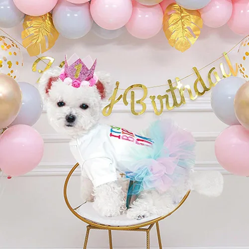 Vista 22 de ANIAC Daisy Vestidos para Perros Pequeños Hembra con Anillo para Correa, Nudo de Lazo Vestido de Boda para Cachorra, Traje de Gato de San Valentín