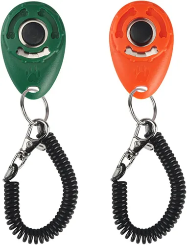 Vista 10 de Paquete de 2 clics de entrenamiento para perros, clicker para perros con correa de muñeca, herramientas de entrenamiento de perros, coloridos