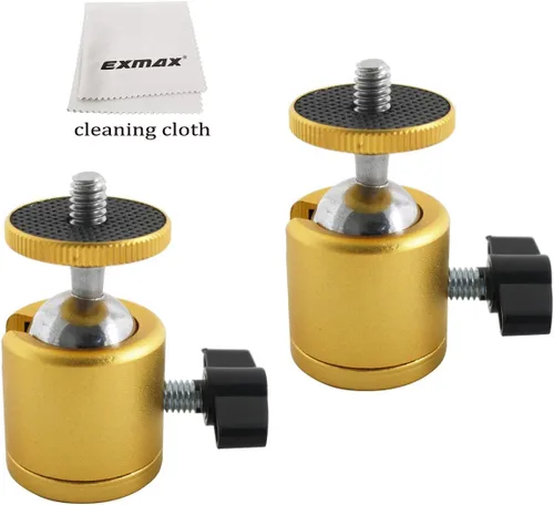Vista 11 de EXMAX Cabezal de bola de trípode giratorio de 360 grados con base de rosca de tornillo de 1/4 pulgadas para cámara DSLR, videocámara, luz LED Negro