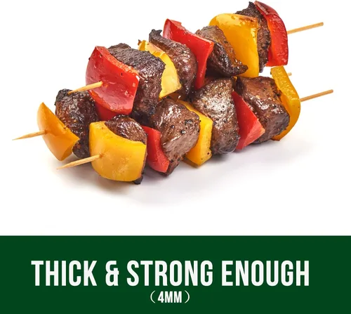 Vista 2 de Garsum Brochetas de bambú natural para barbacoa, pinchos de madera para frutas variadas, kebabs, parrilla, recursos naturales altamente renovables