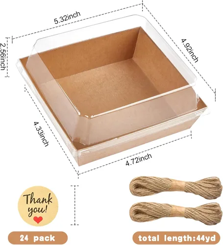 Vista 8 de Kucoele Paquete de 20 Cajas Pequeñas de Charcutería con Tapas Transparentes, Cajas de Papel para Postres Para Llevar, Cajas de Panadería
