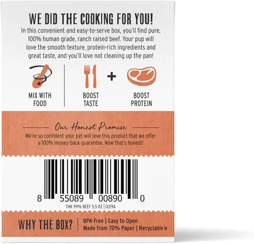 Vista 3 de The Honest Kitchen Refuerzo de comida de grado humano: 99% de carne de res para perros, 5.5 onzas (paquete de 12)