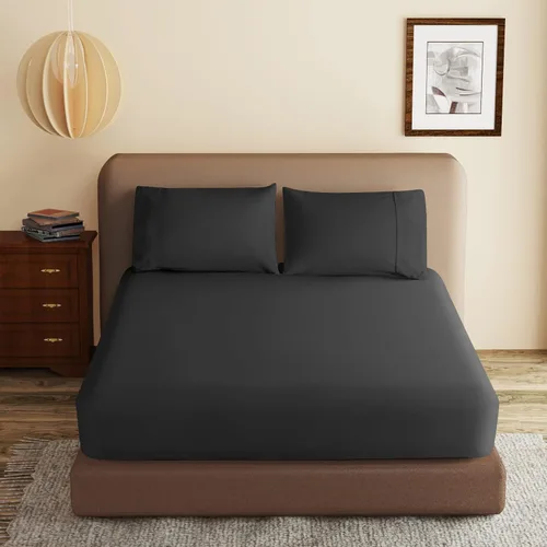 Vista 15 de 2 paquetes de sábanas ajustables 100% algodón egipcio tamaño TwinXL, sábana ajustable de 600 hilos de algodón, sábana bajera con bolsillo profundo