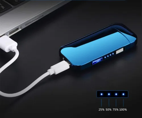 Vista 6 de Encendedor eléctrico de plasma de doble arco ancho, encendedor recargable por USB, resistente al viento, sin llama, encendedor de moda, sin butano