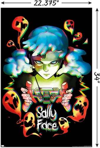 Vista 3 de Sally Face - Póster de pared de fantasmas, 34 pulgadas de largo x 22.4 pulgadas de ancho, versión sin marco