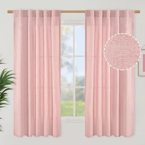 Vista 31 de BGment Cortinas cortas de lino marfil de 36 pulgadas de largo para ventanas de cocina, pequeñas cortinas texturizadas rústicas para café sobre