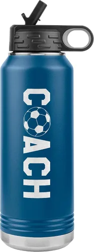 Vista 11 de Botella de agua de entrenador de fútbol, 32 onzas, con tapa abatible de acero inoxidable grabada, con pajita, regalo de entrenador de fútbol