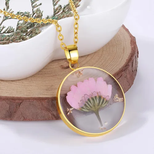 Vista 20 de Forget-Me-Not and Queen Anne's Lace Pressed Wildflower Necklace Birth Month Real Flower Necklace Gold/Silver Pressed Flower Jewelry
