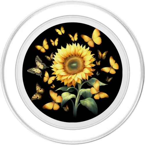 Vista 2 de Lindo amarillo mariposa girasol monarca mariposa naturaleza PopSockets MagSafe PopGrip para iPhone