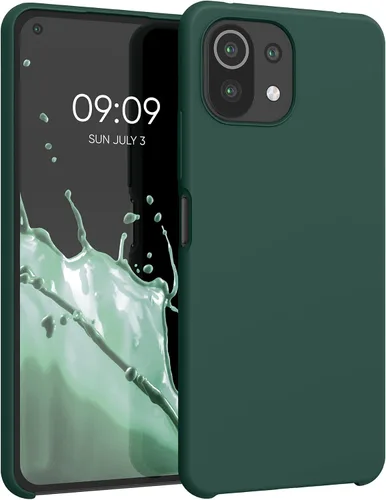 Vista 9 de kwmobile Funda compatible con Xiaomi 11 Lite (5G) NE/Mi 11 Lite (5G) - Funda de silicona TPU con acabado suave - Gris Verde