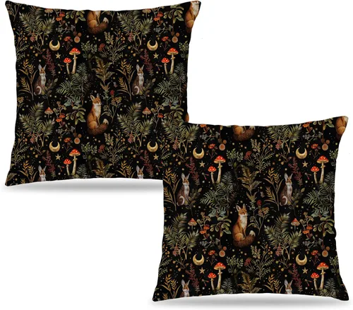 Vista 23 de Fundas de Almohada Gótica de Polilla y Mariposa 18x18, Fundas de Almohada Celestial de Luna de Academia Oscura para Sofá, Decoración Gótica