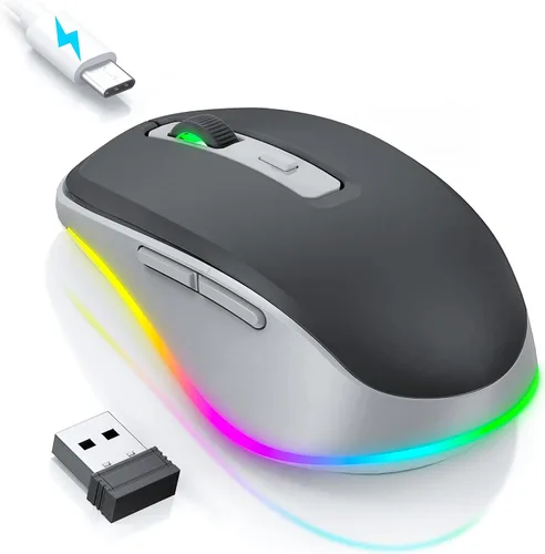 Vista 21 de PEIOUS Ratón Inalámbrico Jiggler – Ratones Inalámbricos LED con Jiggler Mover Integrado, Ratón Móvil Recargable para Computadora con Movimiento
