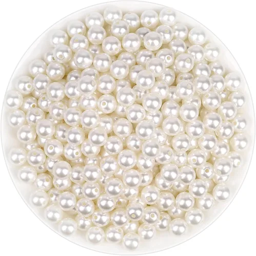 Vista 11 de Cuentas de perlas para manualidades, Anezus 2000 piezas de perlas de imitación de marfil, cuentas de perla pequeñas de 4 MM con agujeros para hacer