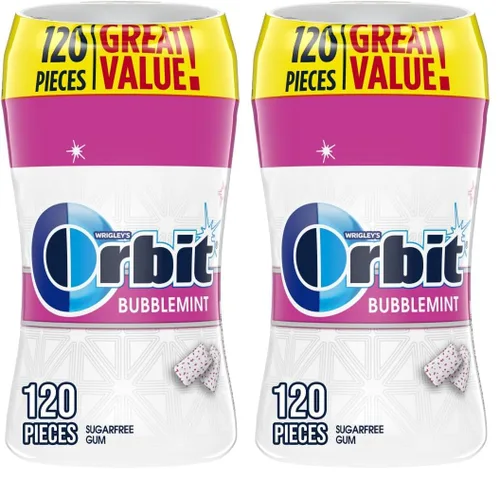 Vista 15 de ORBIT Gum Bubblemint - Goma de mascar sin azúcar, sabor menta sin azúcar, 120 botellas resellables a granel