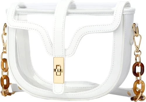 Vista 4 de KKXIU Bolso cruzado transparente para mujer, de piel vegana, aprobado para estadios, para concierto, al hombro, deportivo, bolso transparente