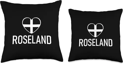 Vista 3 de I Love Roseland Cornwall Flag Heart Saint Piran Cornish Throw Pillow