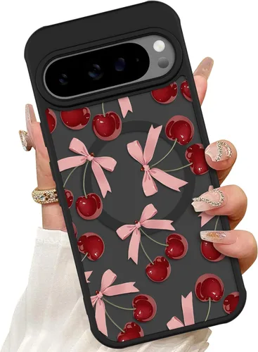 Vista 25 de ZIYE Funda magnética para Google Pixel 9 Pro XL de 6.8 pulgadas [compatible con MagSafe] funda de policarbonato duro y TPU suave con flor de cerezo