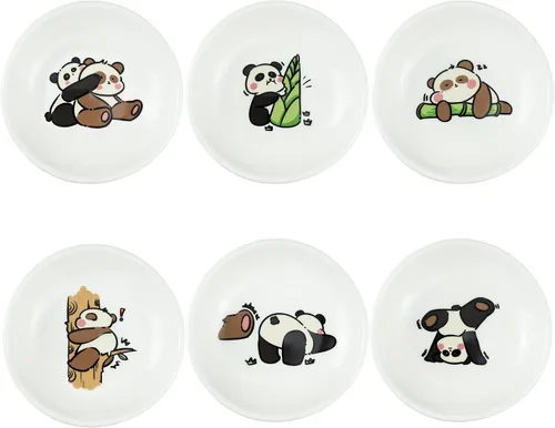 Vista 11 de SOCOSY Platos de cerámica súper lindos con animales de dibujos animados, platos de condimentos, pequeños tazones para alimentación de gatos, perros